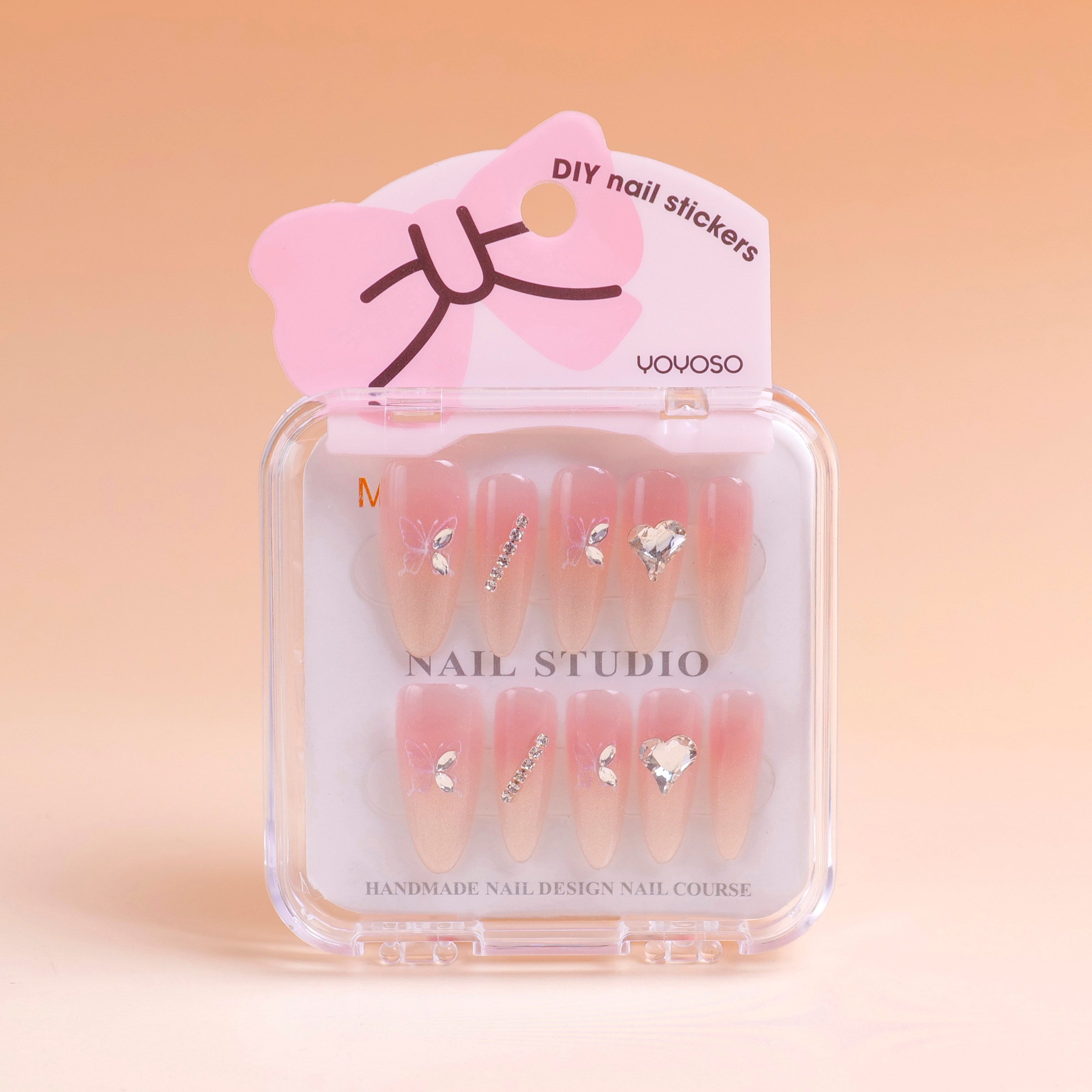 Sweetheart Girl Press-on Nails - Soft Light Tulle, 10 pieces