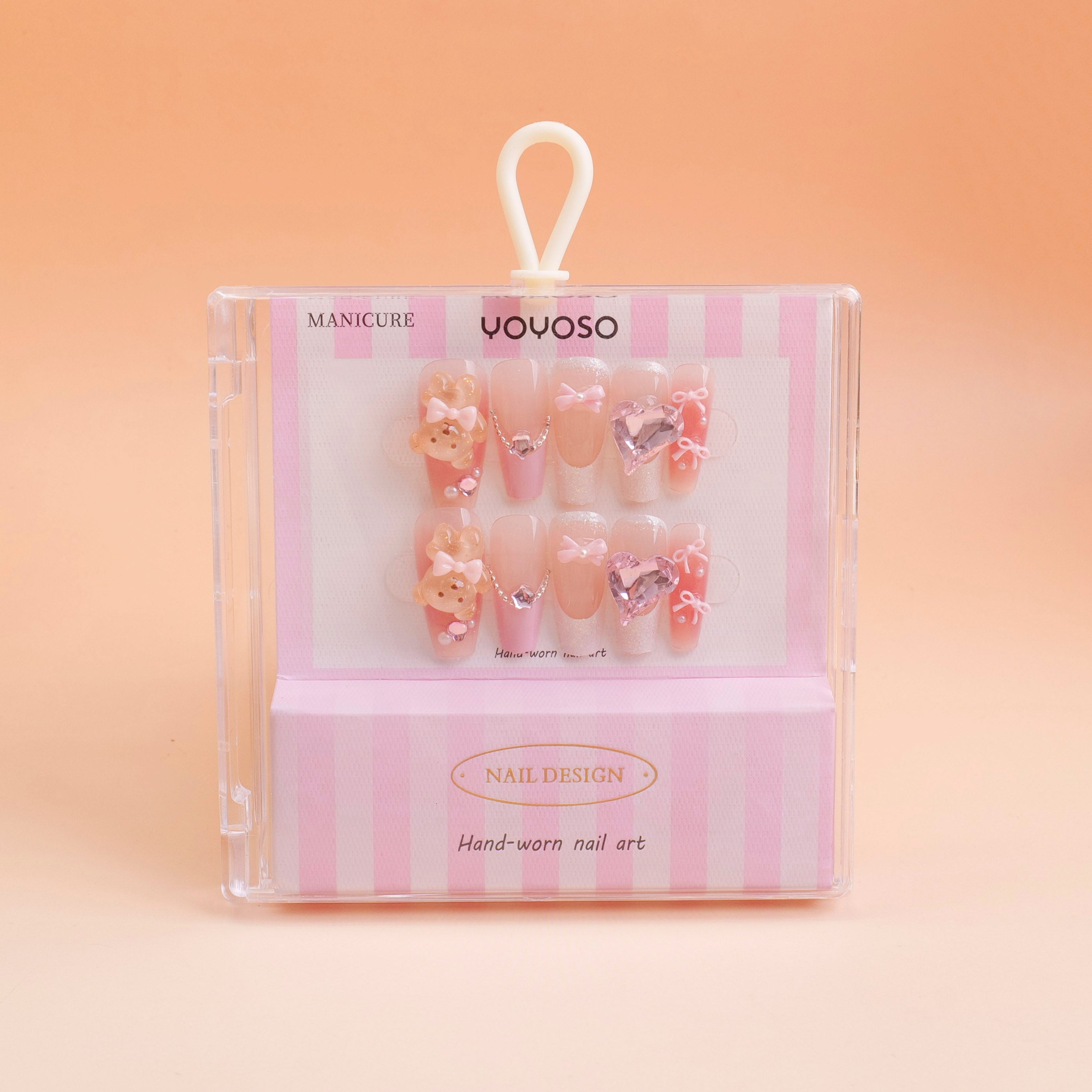 Dreamy Splendor Series Press-on Nails - Heart-shaped Balloon and Little Bear, 24