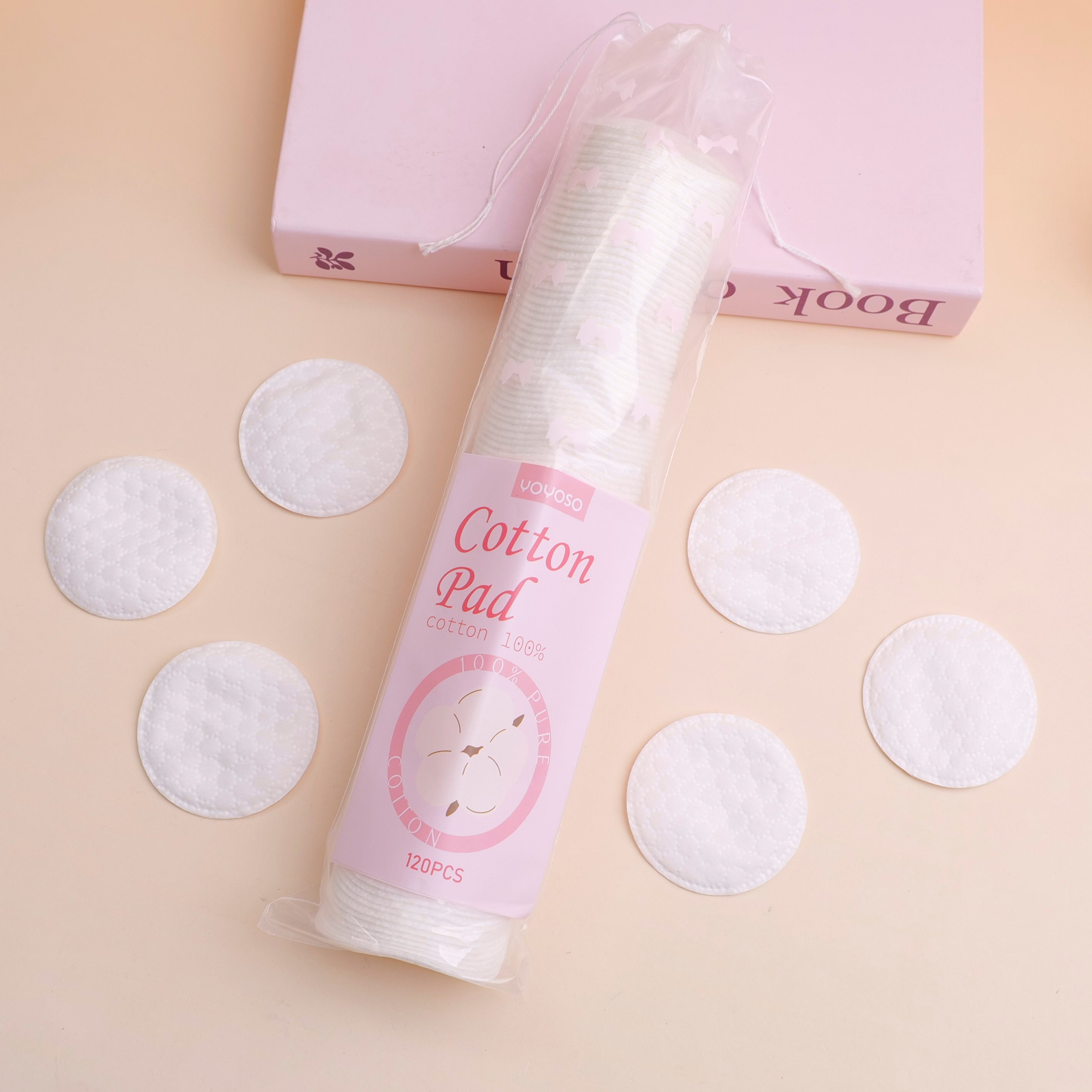 Small Round Makeup Cotton Pads 120 Pieces(Embossed with Dotted Pattern and Small