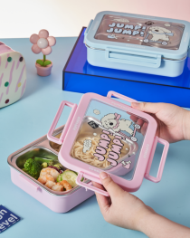 Trendy and Individual Two-compartment Stainless Steel Lunch Box