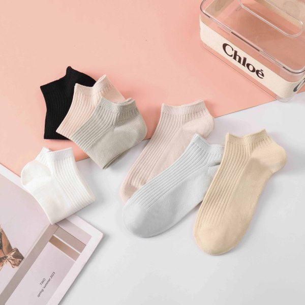 Plain-colored Women's Short Socks (Two-pair Pack)