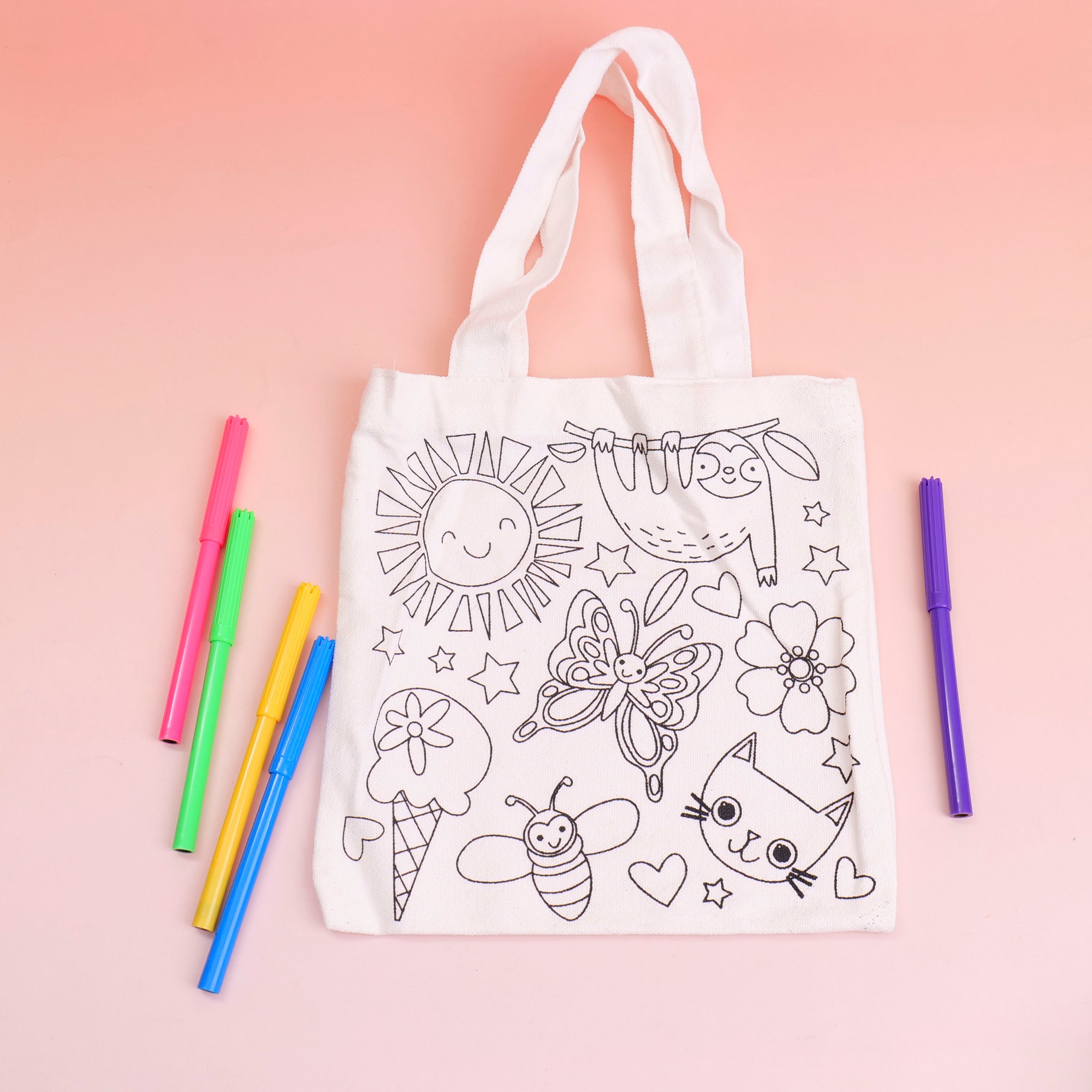 Butterfly Dance and Bee Buzz Creative Coloring Canvas Bag