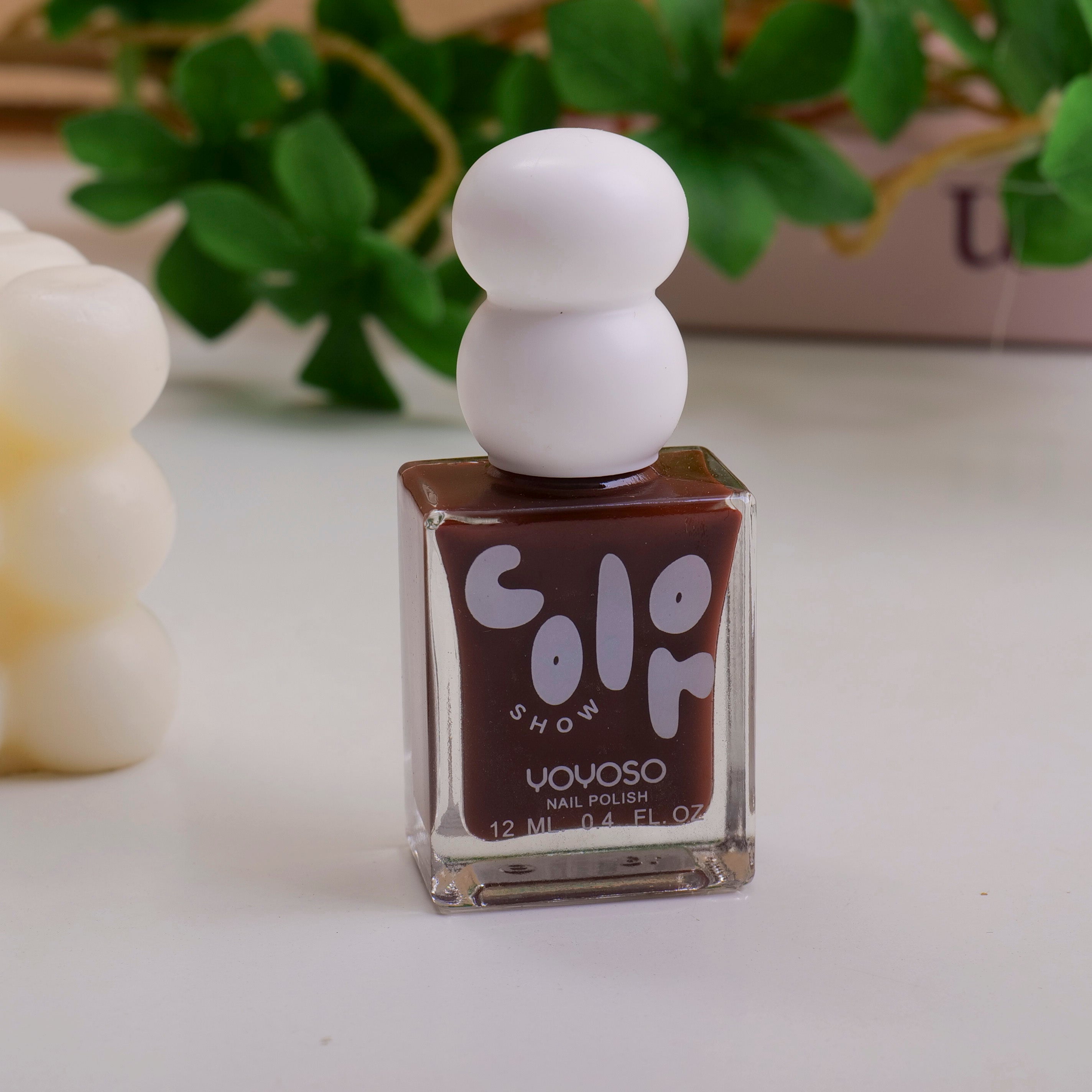 Cute Double-Ball Nail Polish - Coffee Color