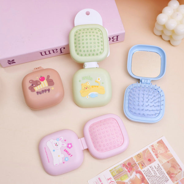 Sports Adorable Pet Square Folding Mirror Comb