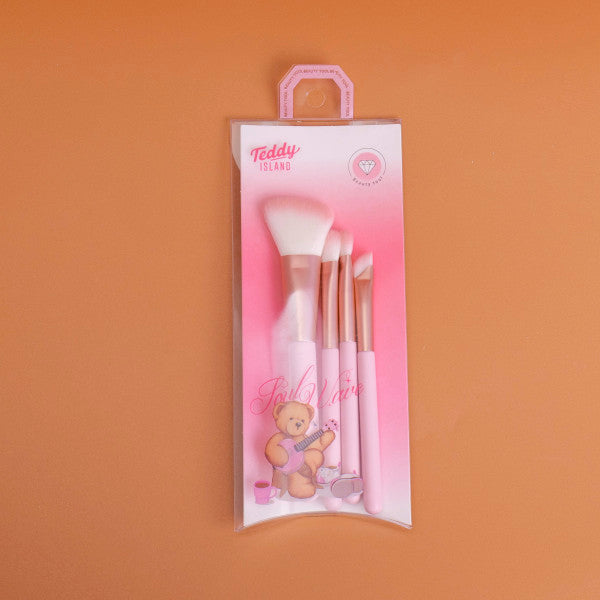 TEDDY ISLAND Series Makeup Brushes Combo 4pcs Set