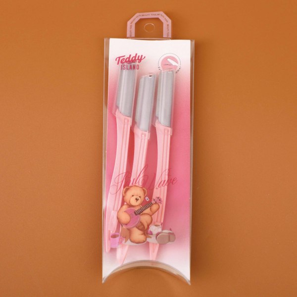 TEDDY ISLAND Series Durable Straight-Handle Eyebrow Razor 3pcs Set