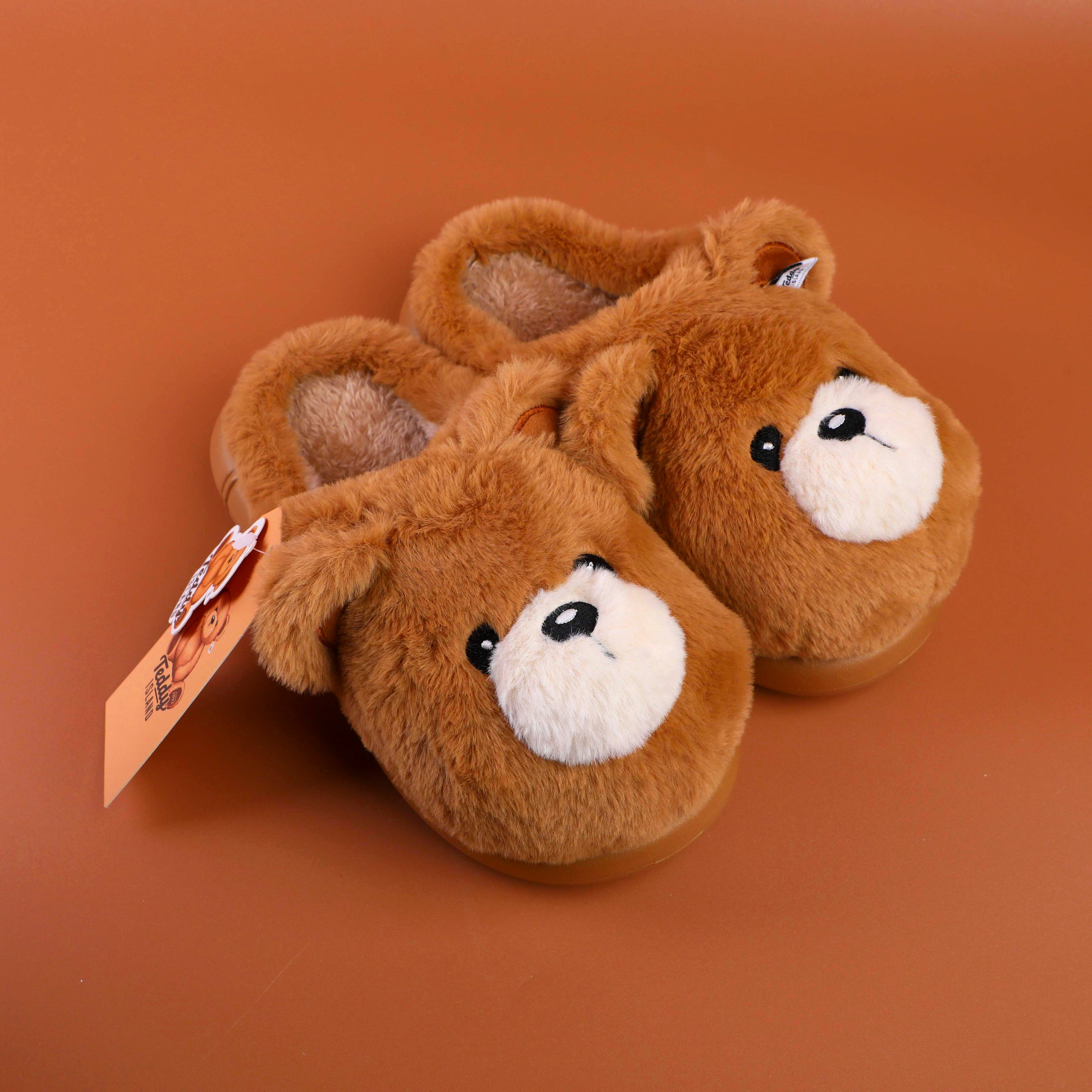 TEDDY ISLAND Series Children's Cotton Slippers Size 30-31