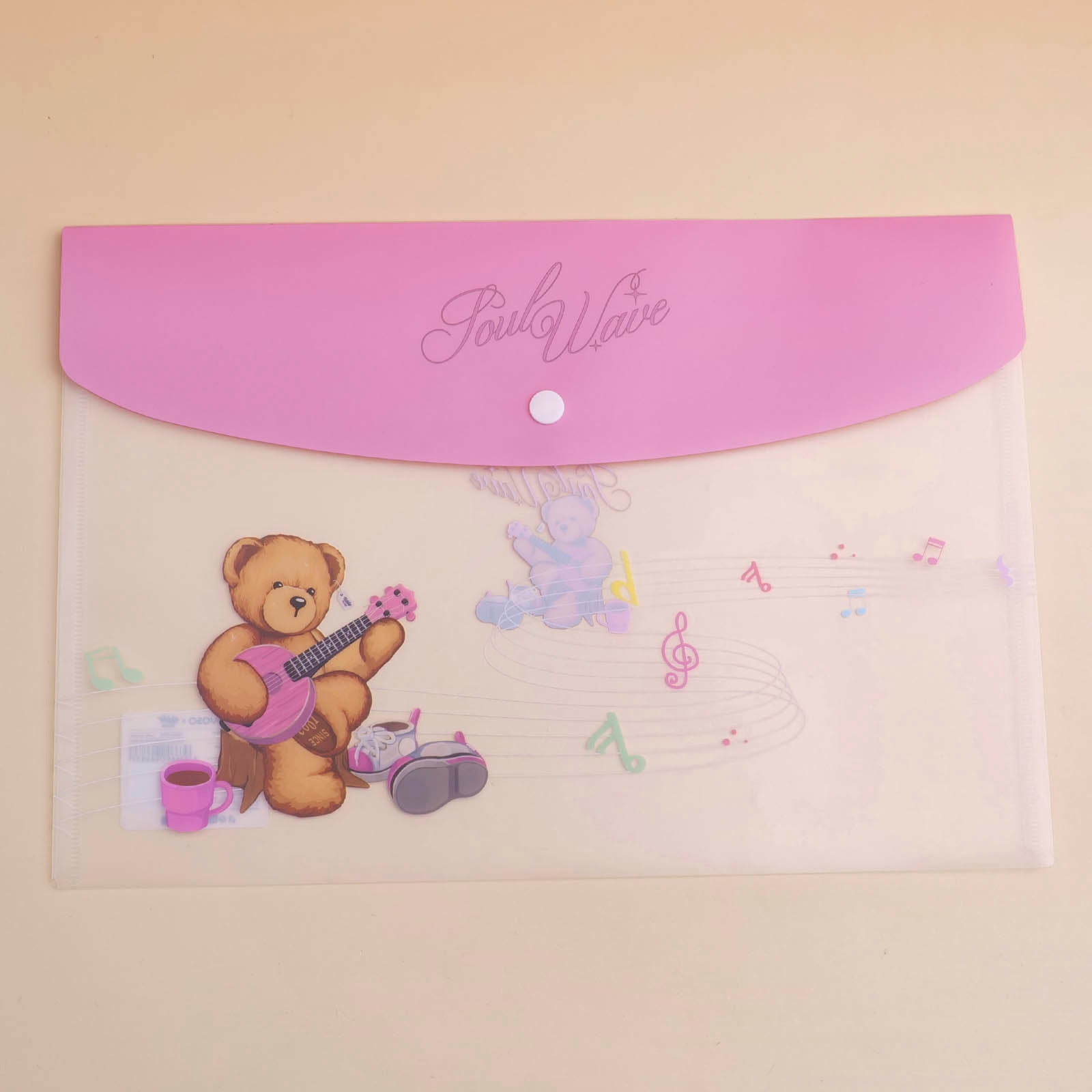 TEDDY ISLAND Series Pink PP File Bag A4-1