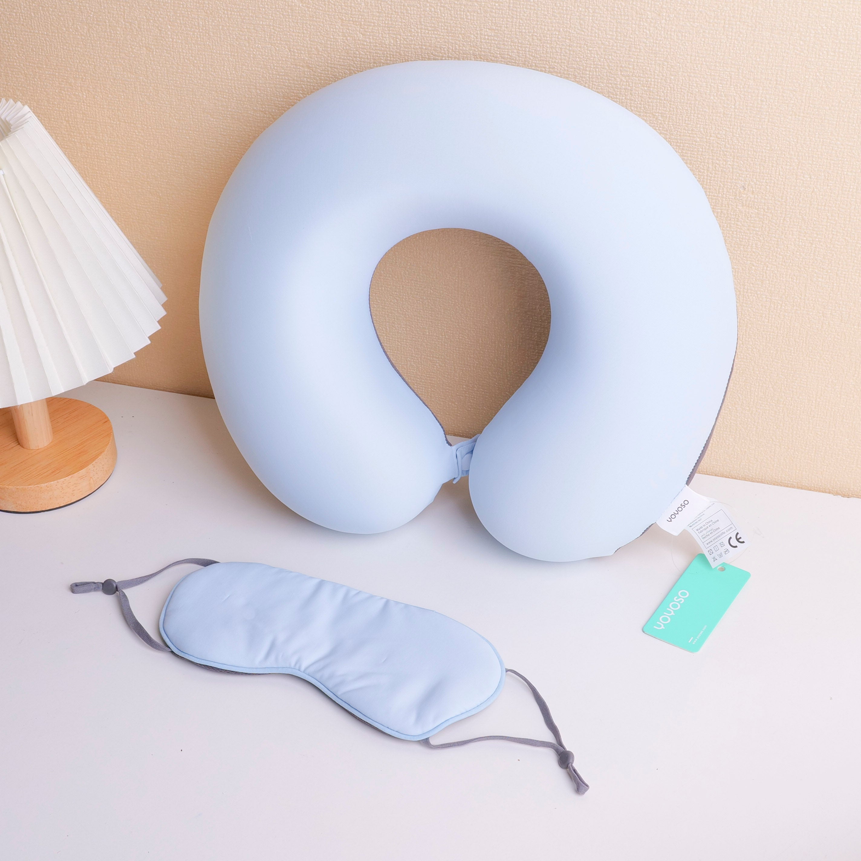 Milkshake Neck Pillow and Eye Mask Set - Blue