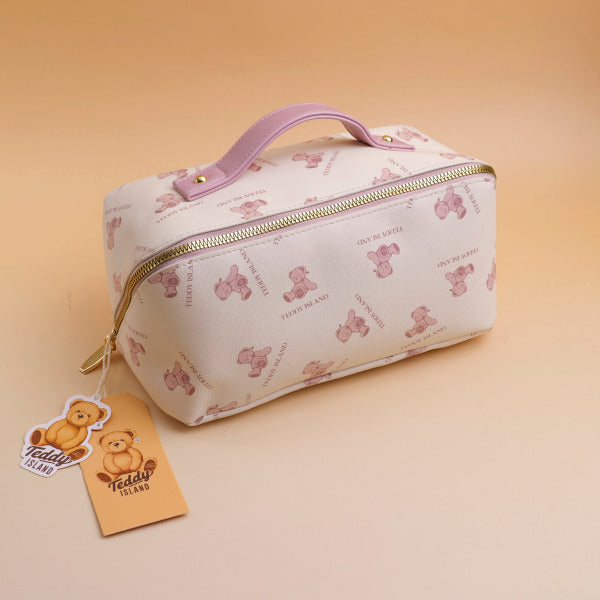 TEDDY ISLAND Series Multi-functional Cosmetic Bag -Pink