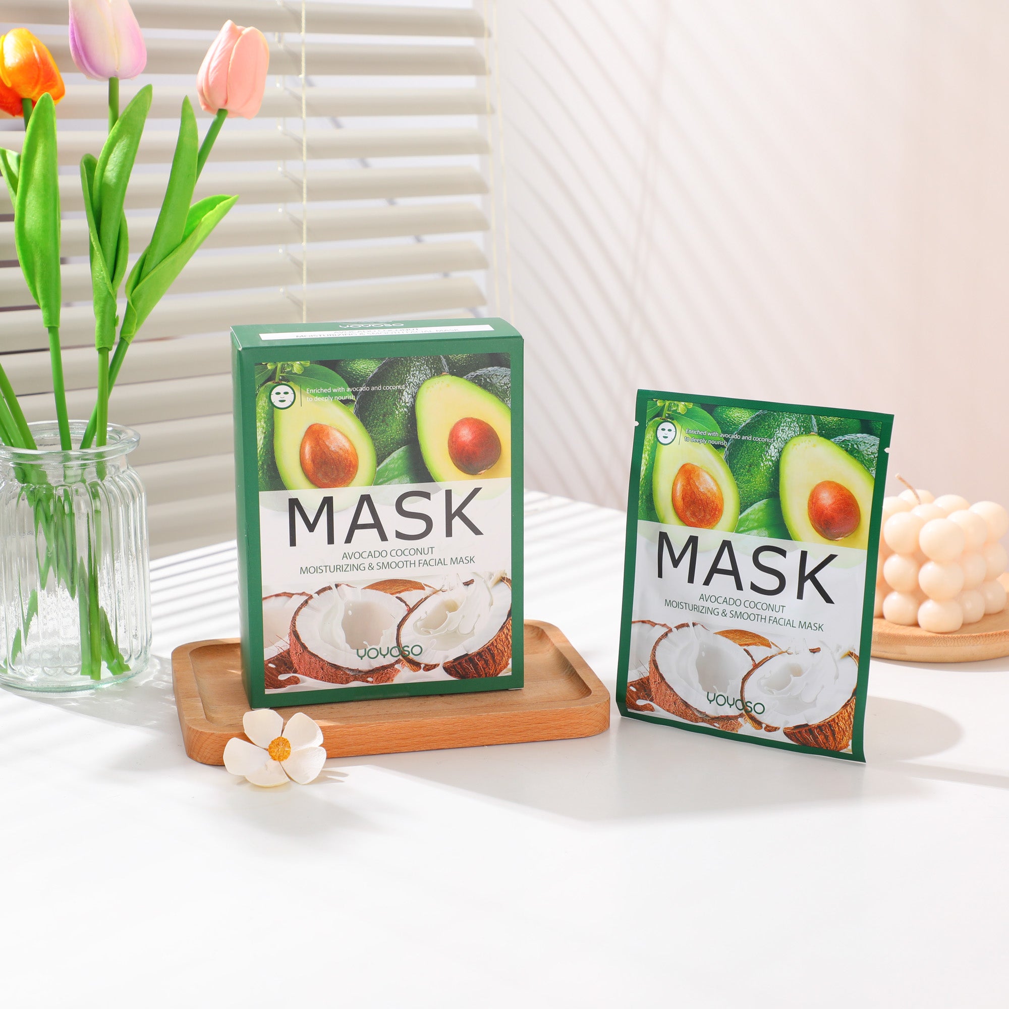 Avocado & Coconut Moisturizing & Smoothing Facial Mask (10 Pieces)