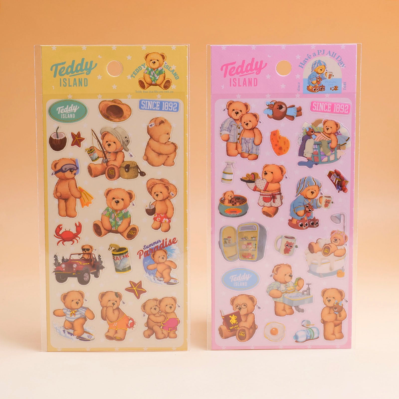 TEDDY ISLAND Series Hot Foil Sticker (Yellow + Pink)