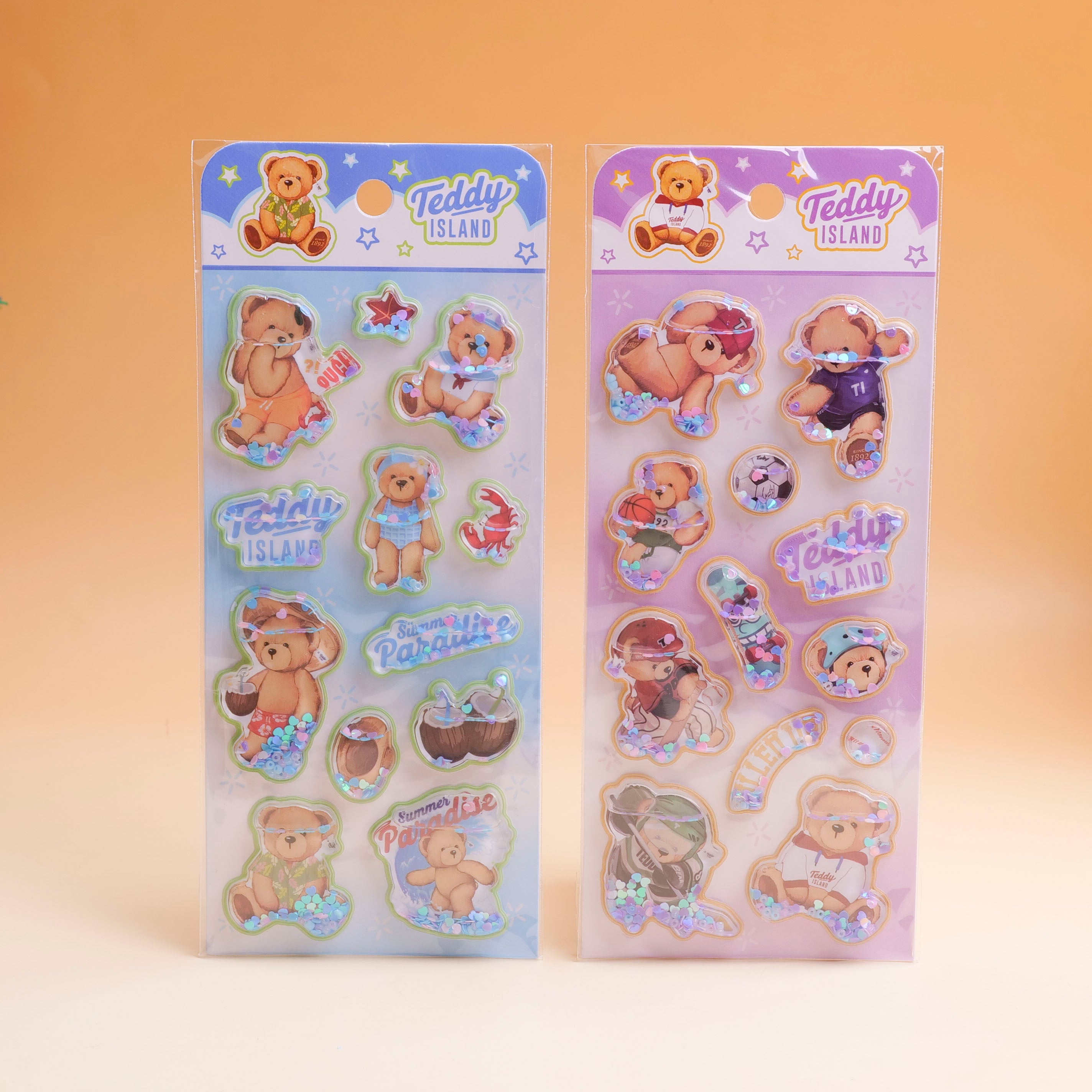 TEDDY ISLAND Series Oil-Ink Sticker (Blue + Purple)