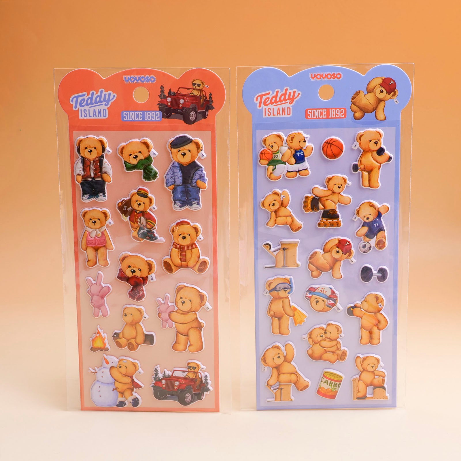 TEDDY ISLAND Series Foam Sticker (Orange + Blue)