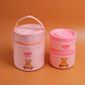 TEDDY ISLAND Series Three-piece Lunch Box Set - 400ml + 600ml Pink