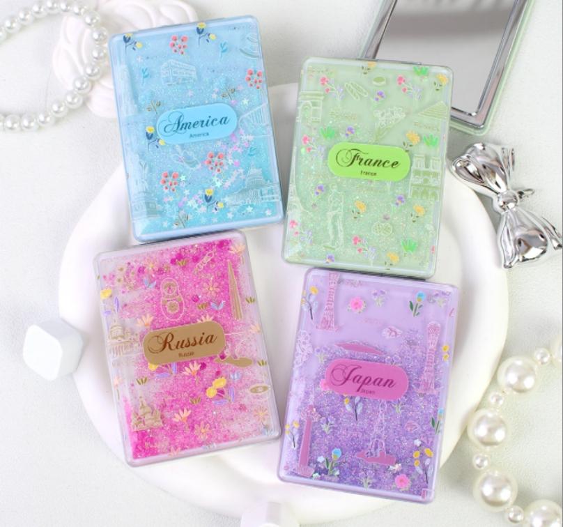 Floral Series Rectangular Liquid Sand Relief Fashion Mirror