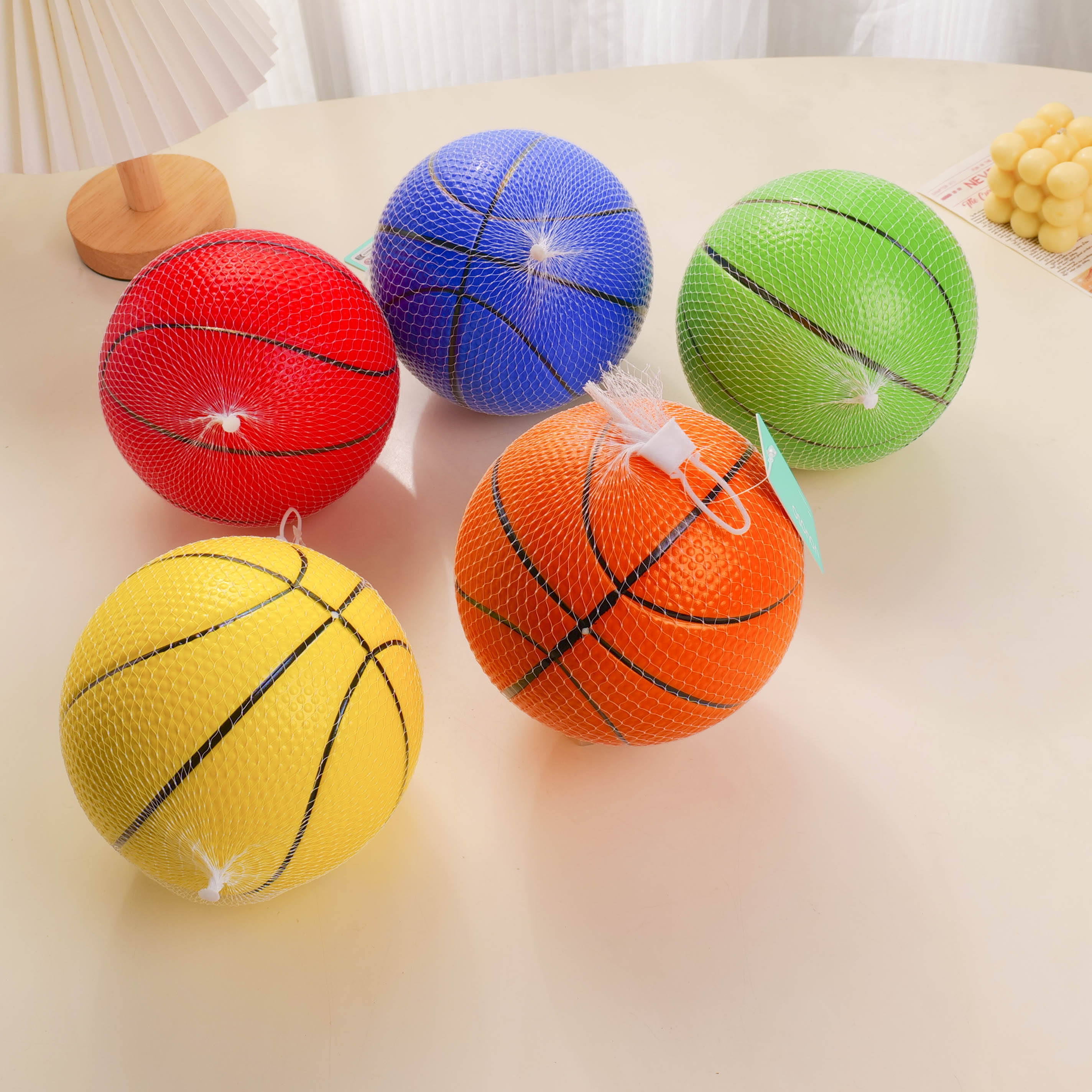 Colorful Basketball PU Medium Bounce Ball 15cm