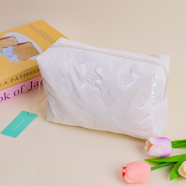 Butterfly octagon cosmetic bag – white