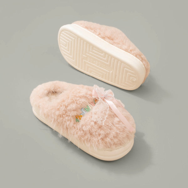 Women's Closed-Toe Slippers with Ribbon Bow Pink 40–41