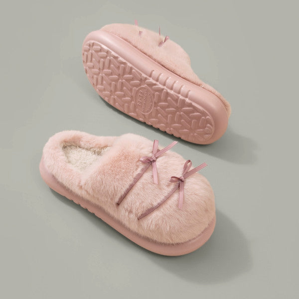 Women's Closed-Toe Slippers with Bow Tie Pink 40–41