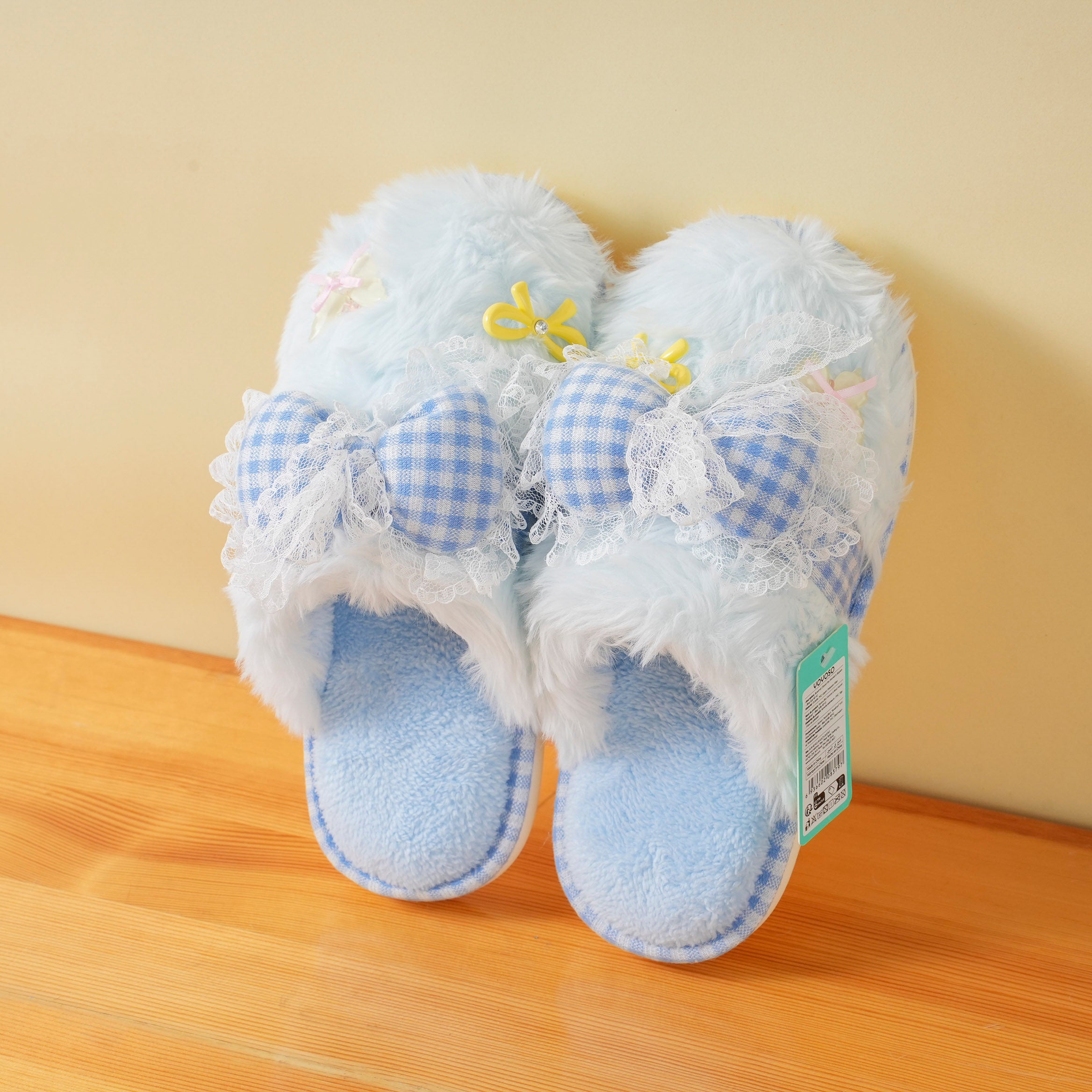 Bowknot Closed-Toe Women's Slippers – Blue Size 40–41