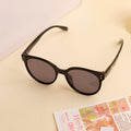 Classic Round Frame Women's Sunglasses - Black Frame/Purple Lens