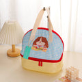 Double-Layer Cartoon Plaid Lunch Bag