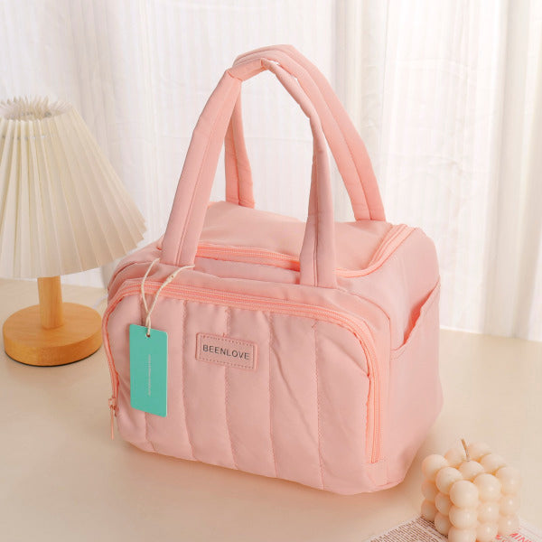 Cloud-Pattern Square Lunch Bag - Pink