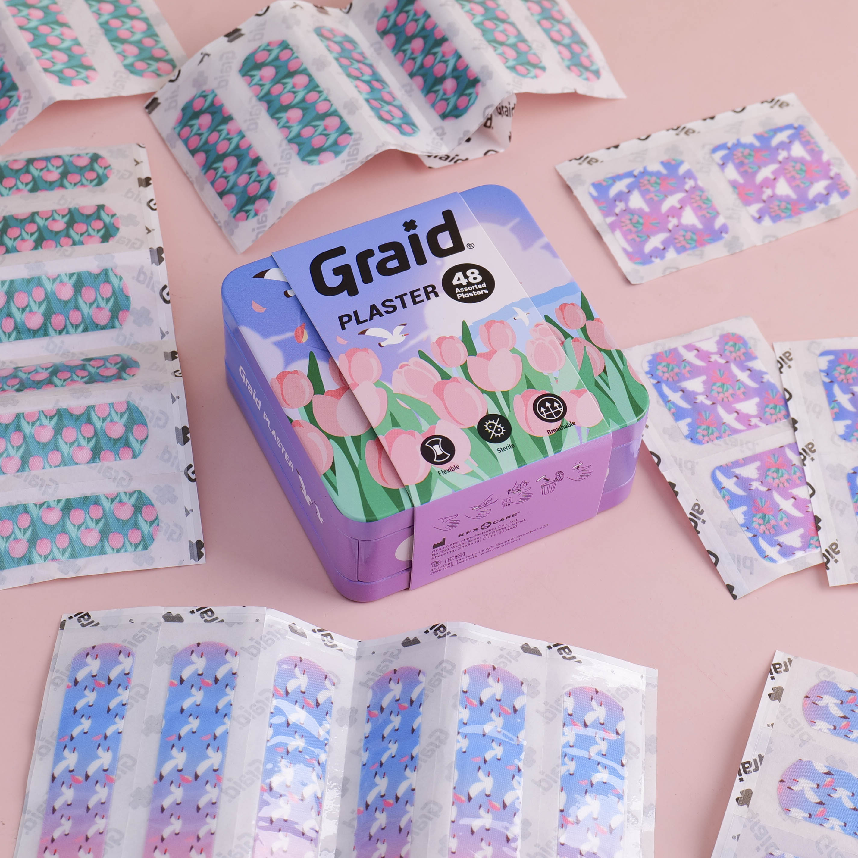 Graid Sunny Tulip Stretch Fabric Bandages 48pcs