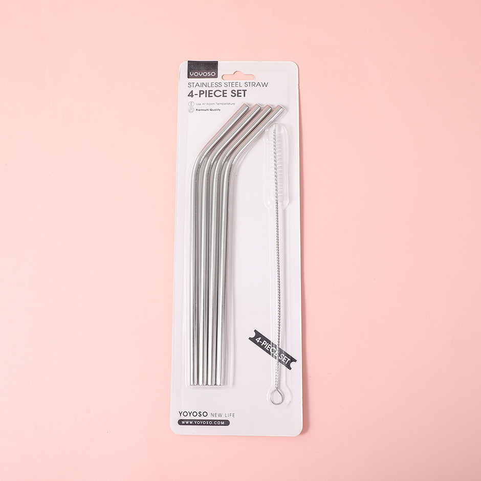 Stainless steel straw 4-piece set