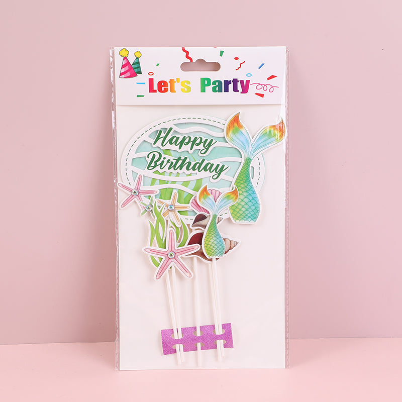 Mermaid paper cake topper 5pcs