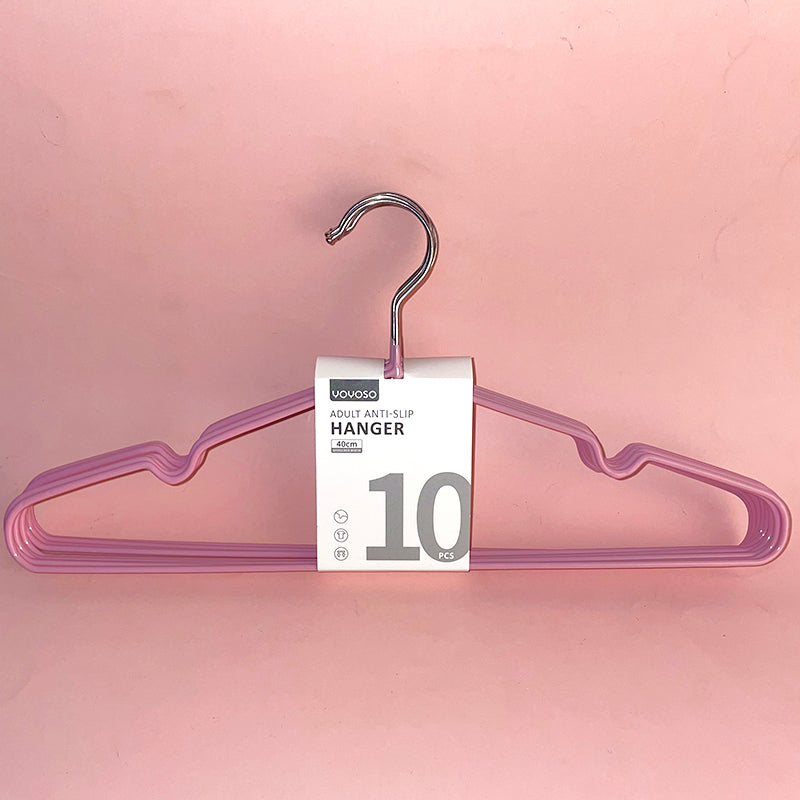 Metal dipping non-slip adult hanger-Pack of 10pcs-pink
