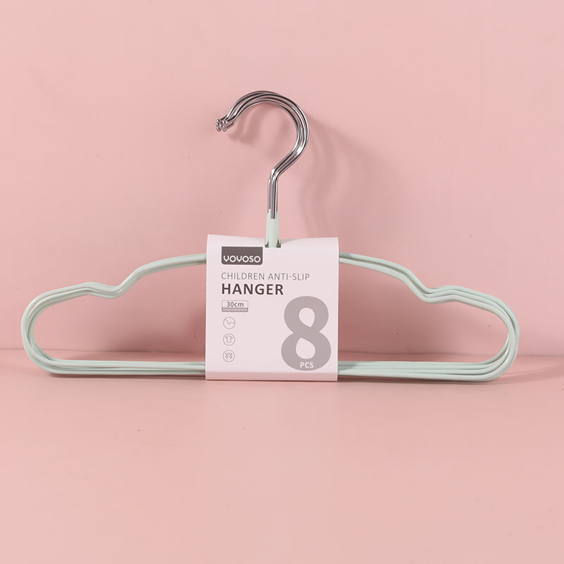 Metal dipping non-slip children's hanger-Pack of 8pcs-green