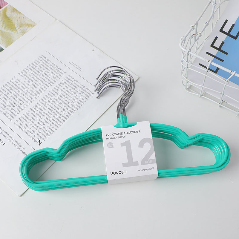 Pvc coated children's hanger - 12 pieces - green