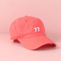 Number 77 adult washable baseball cap-peach pink