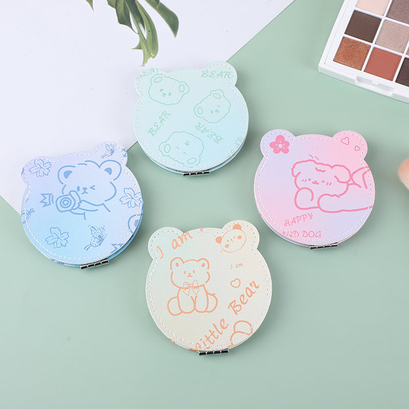 Simple drawing bear round creative fashion mirror