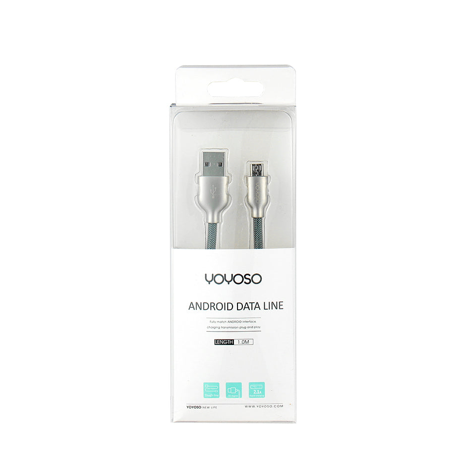 Fish-screen zinc alloy anti-stretch android cable - grey