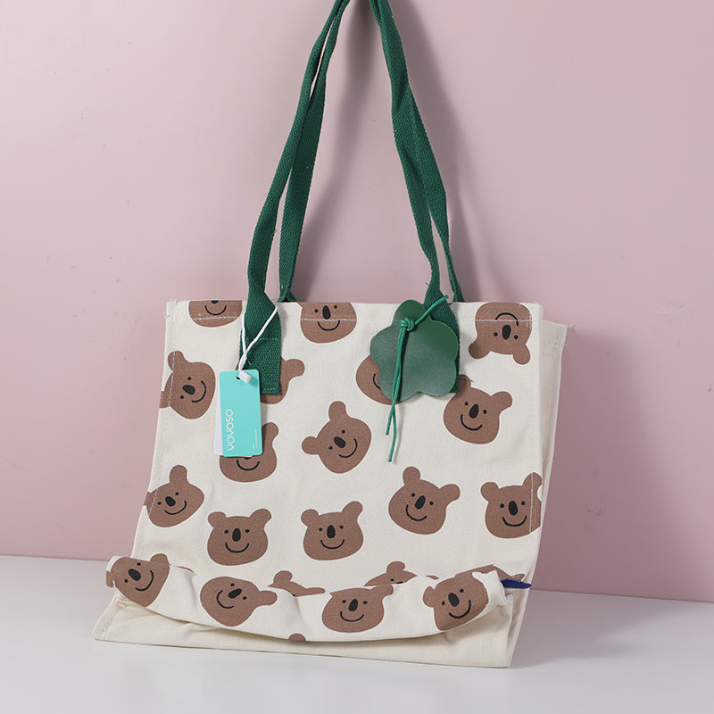 Cute bear head shoulder bag-green