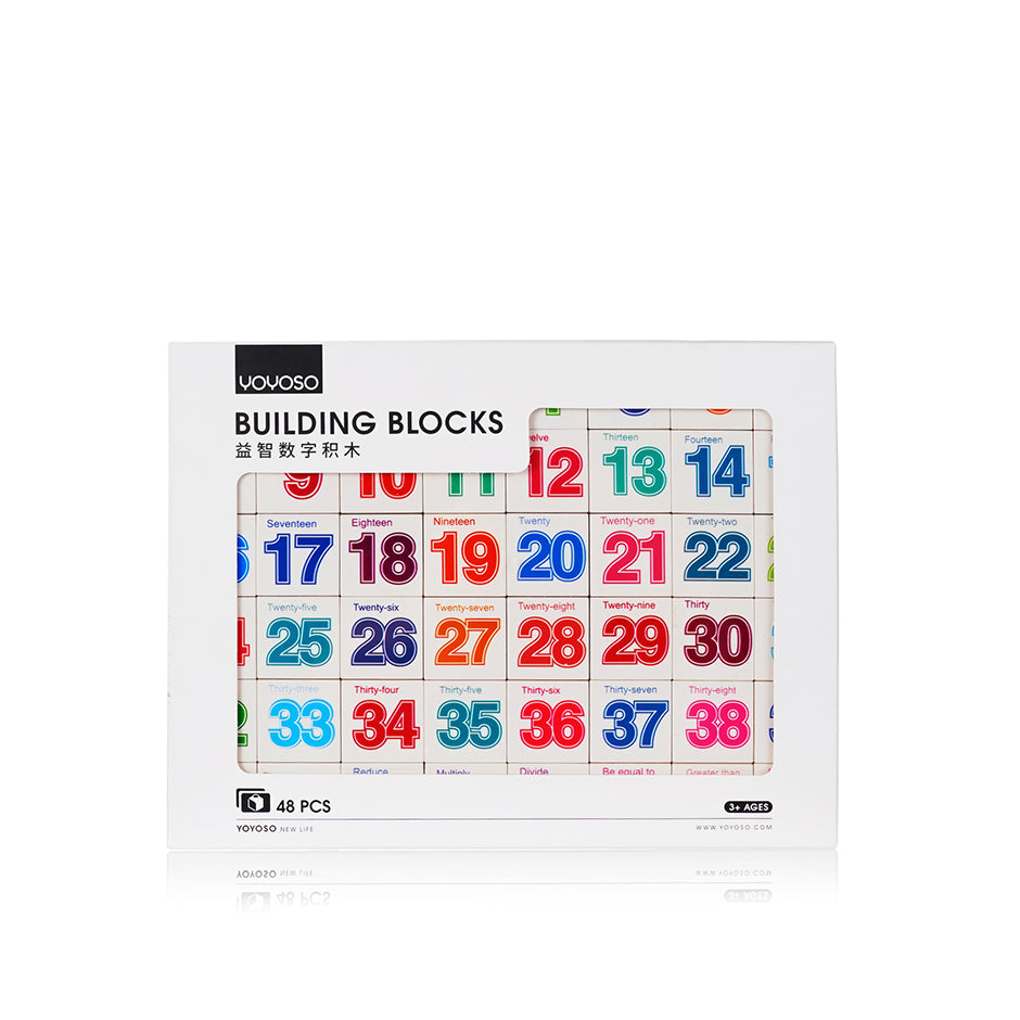 Puzzle building blocks with numbers