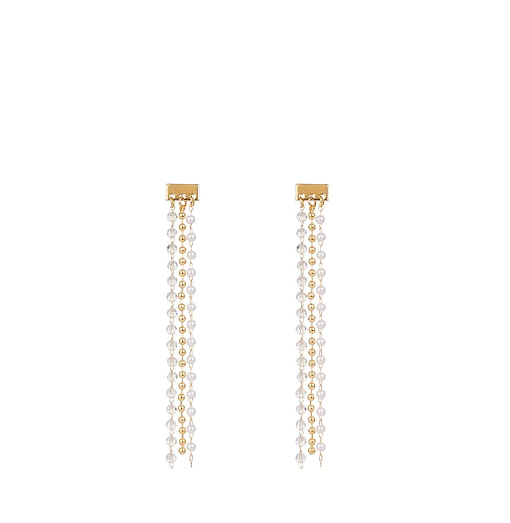 Popular pearl crystal long earrings