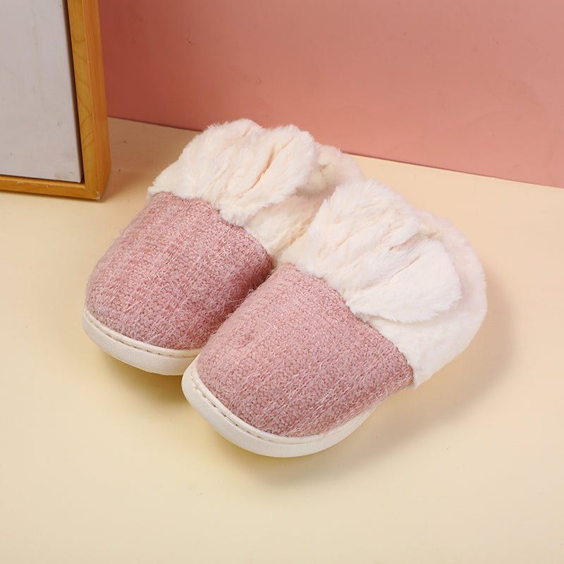 Cute cartoon feather-yarn childrens cotton slippers pink 21