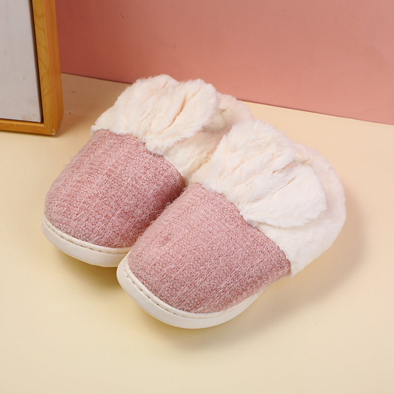 Cute cartoon feather-yarn childrens cotton slippers pink 22