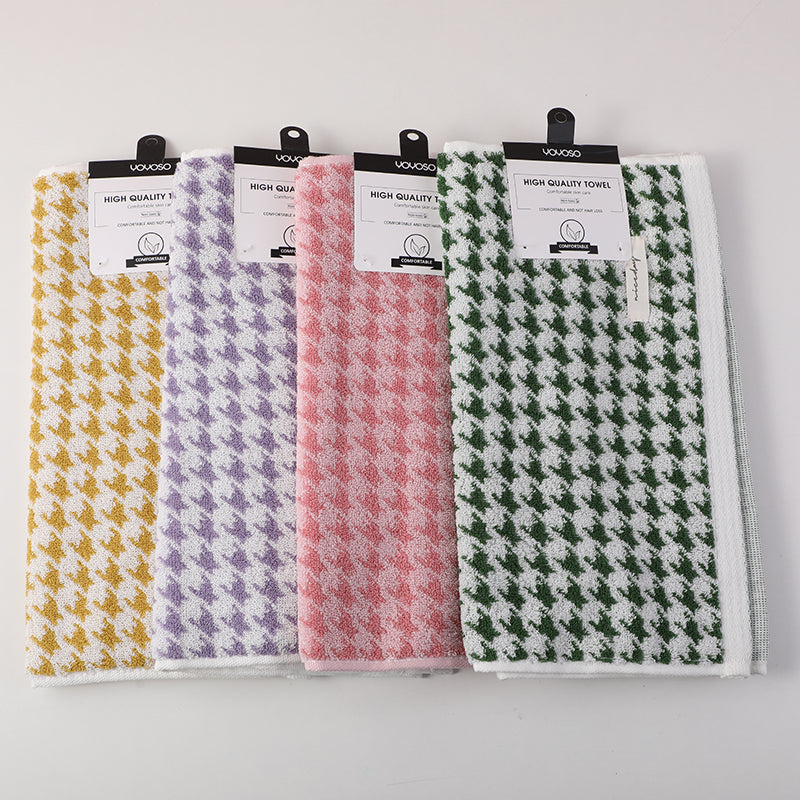 Retro houndstooth pure cotton towel