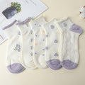 Simple purple flower women's socks-3 pairs