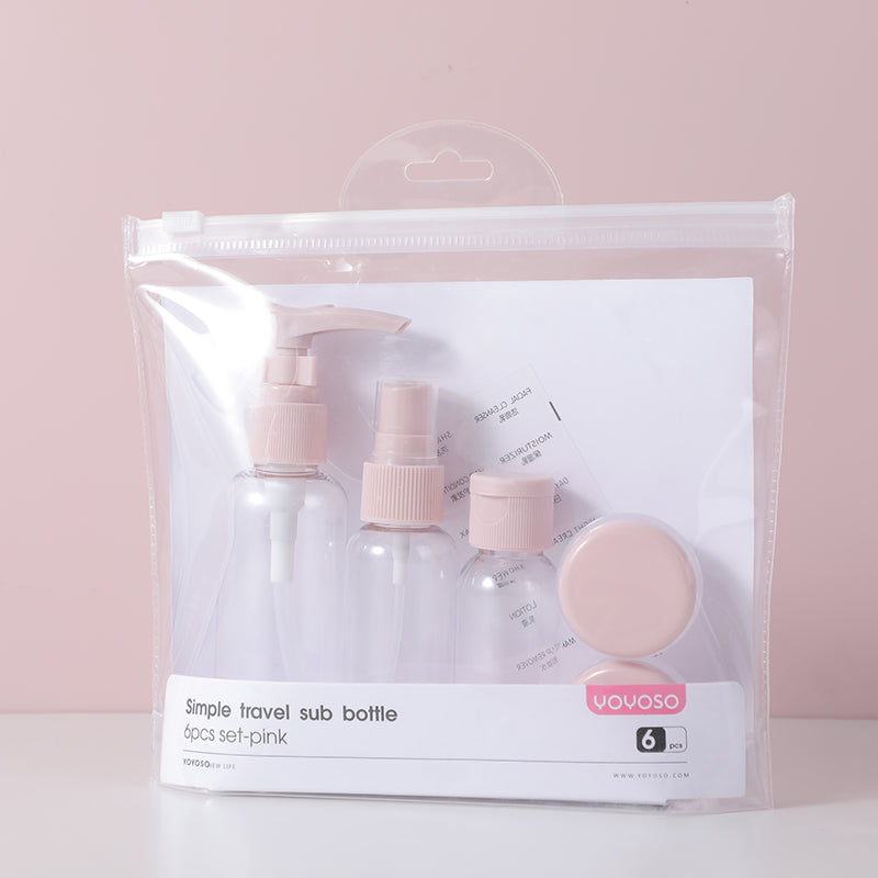 Simple travel sub bottle 6pcs set-pink