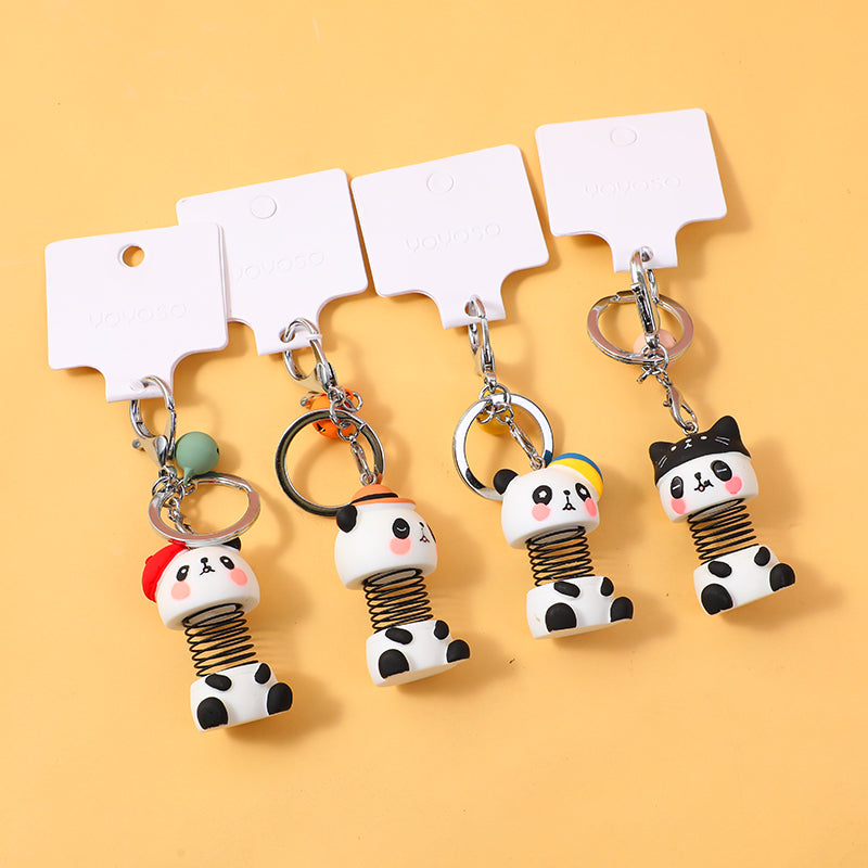 Decompressive spring panda keychain