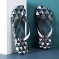 Geometrical triangle printing mens flip flops navy 41-42