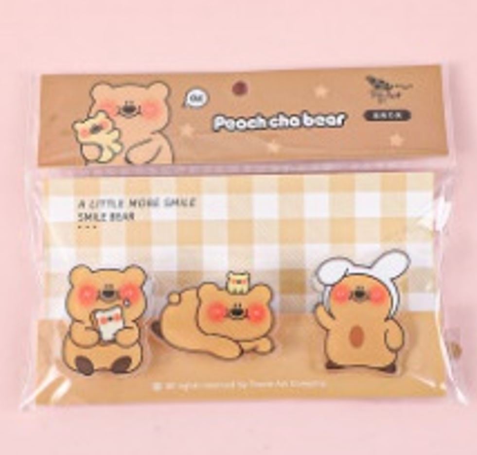 Peach khaki bear series acrylic clip