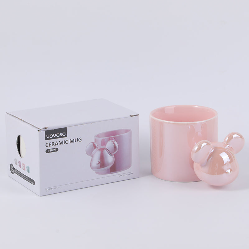 Pearly lustre colorful bear ceramic cup-340ml