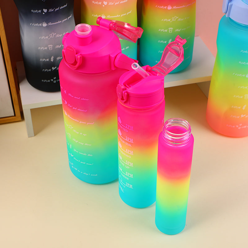 Simple straight drinking plastic cup 3pcs set